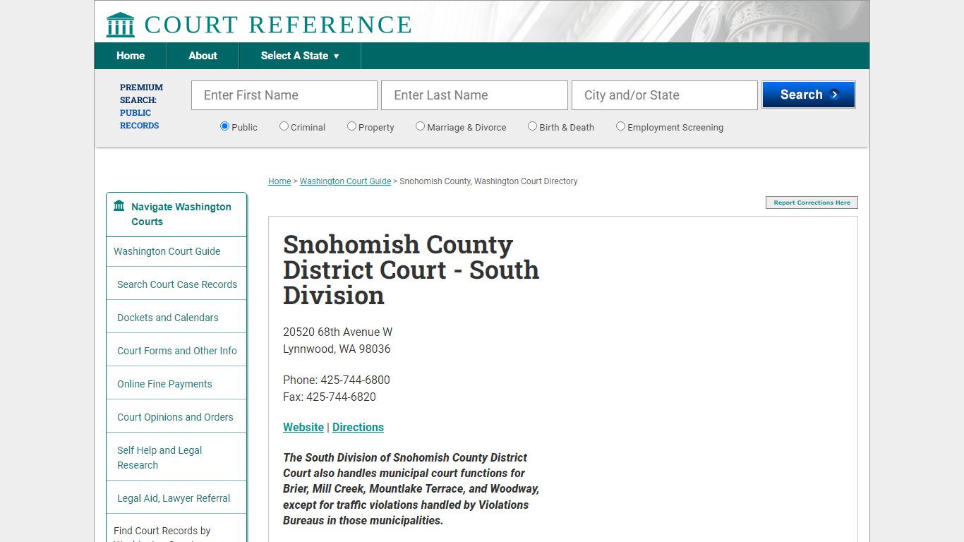 Snohomish County District Court - South Division - CourtReference.com